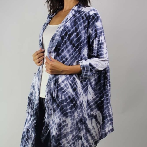 Love, Fire | Tye dye fringe kimono cardigan - Picture 3 of 6